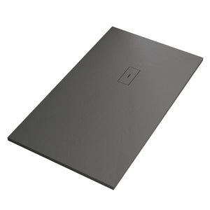 Piatto doccia in marmoresina grigio scuro effetto pietra cemento maka, misura 80x80