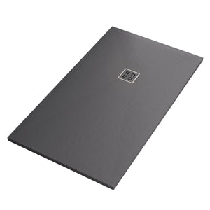 Piatto doccia in marmoresina grigio scuro effetto pietra cemento passion, misura 70x80