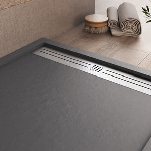 Piatto doccia in marmoresina grigio scuro effetto pietra cemento relax, misura 70x150