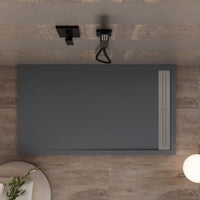 Piatto doccia in marmoresina grigio scuro effetto pietra cemento relax, misura 70x100