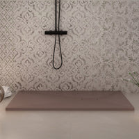 Piatto doccia in marmoresina marrone effetto pietra cemento maka, misura 70x90