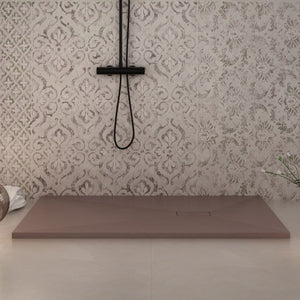 Piatto doccia in marmoresina marrone effetto pietra cemento maka, misura 100x160