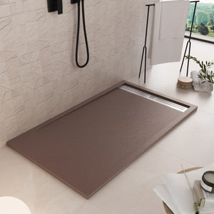 Piatto doccia in marmoresina marrone effetto pietra cemento relax, misura 80x120