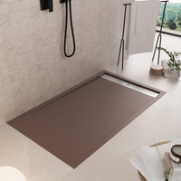 Piatto doccia in marmoresina marrone effetto pietra cemento relax, misura 80x160