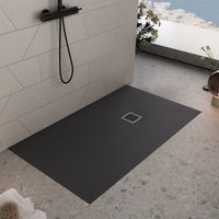 Piatto doccia in marmoresina nero effetto pietra cemento passion, misura 80x170