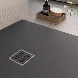 Piatto doccia in marmoresina nero effetto pietra cemento passion, misura 100x160