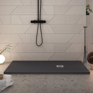Piatto doccia in marmoresina nero effetto pietra cemento plus, misura 70x80