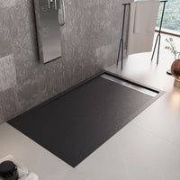 Piatto doccia in marmoresina nero effetto pietra cemento relax, misura 80x130