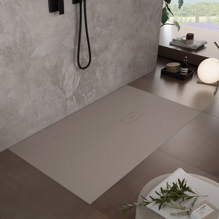 Piatto doccia in marmoresina sabbia effetto pietra cemento maka, misura 100x200