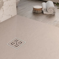 Piatto doccia in marmoresina sabbia effetto pietra cemento passion, misura 70x80