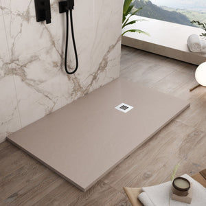 Piatto doccia in marmoresina sabbia effetto pietra cemento plus, misura 90x200