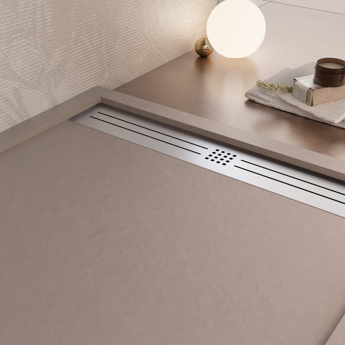 Piatto doccia in marmoresina sabbia effetto pietra cemento relax, misura 80x120