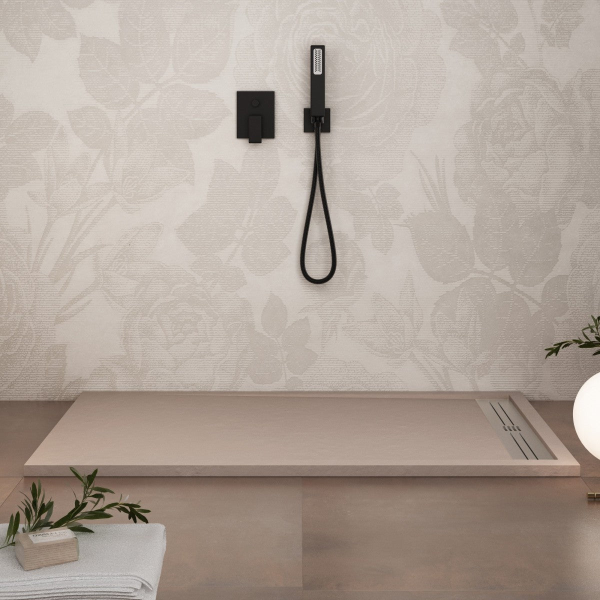 Piatto doccia in marmoresina sabbia effetto pietra cemento relax, misura 90x180