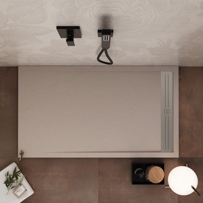 Piatto doccia in marmoresina sabbia effetto pietra cemento relax, misura 80x160