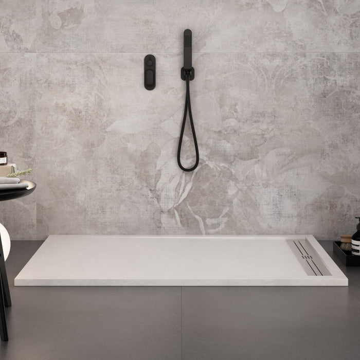 Piatto doccia bianco con scarico laterale griglia inox e piletta star relax, misura 80x180