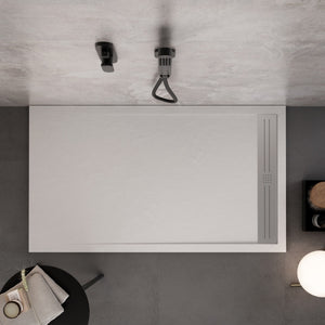 Piatto doccia bianco con scarico laterale griglia inox e piletta star relax, misura 70x180