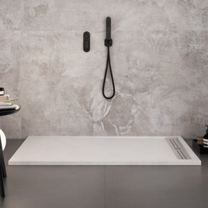 Piatto doccia bianco con scarico laterale griglia inox e piletta star relax, misura 80x140