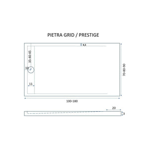 Piatto doccia bianco con scarico laterale griglia inox e piletta star relax, misura 70x180