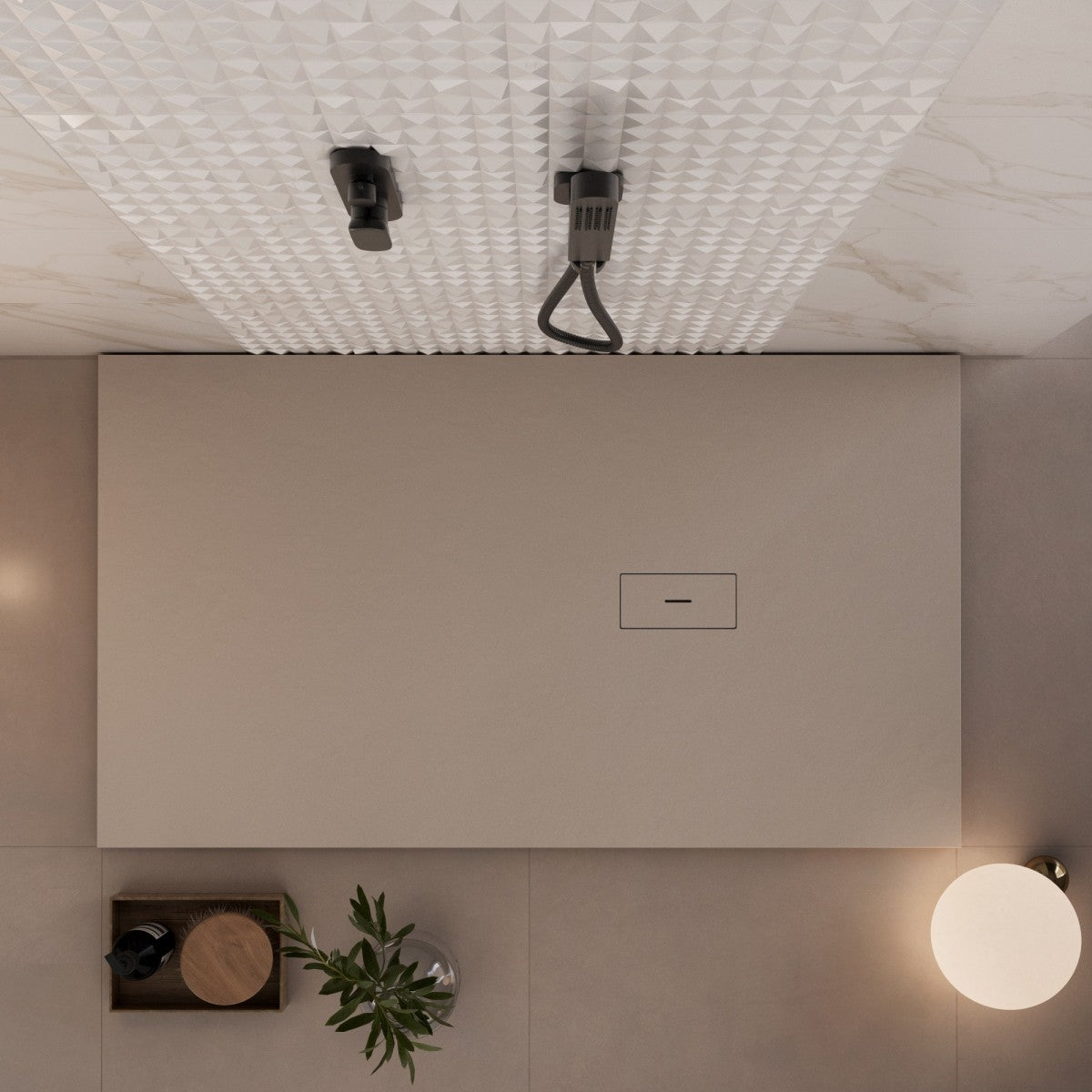 Piatto doccia in marmoresina tortora effetto pietra cemento maka, misura 80x200