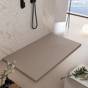 Piatto doccia in marmoresina tortora effetto pietra cemento maka, misura 100x160