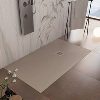 Piatto doccia in marmoresina tortora effetto pietra cemento passion, misura 75x140