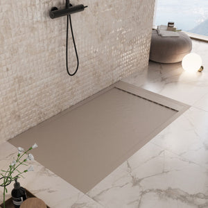 Piatto doccia in marmoresina tortora effetto pietra cemento prestige, misura 80x110