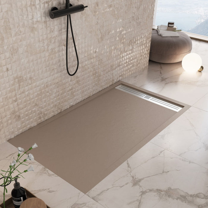 Piatto doccia in marmoresina tortora effetto pietra cemento relax, misura 90x180