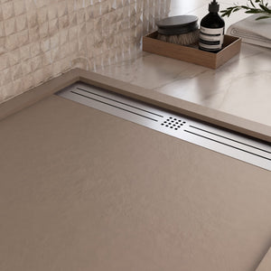 Piatto doccia in marmoresina tortora effetto pietra cemento relax, misura 70x110