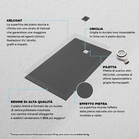 Piatto doccia in resina 70x140 Arena antracite completo di kit scarico