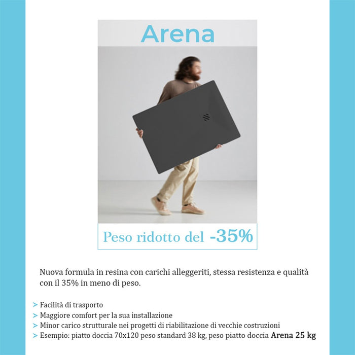 Piatto doccia in resina 70x140 Arena antracite completo di kit scarico