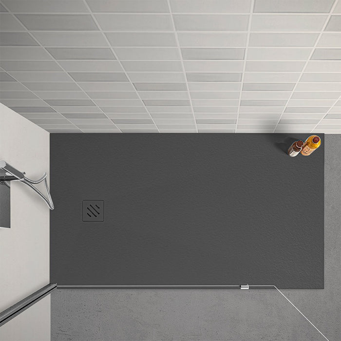 Piatto doccia in resina 70x140 Arena antracite completo di kit scarico