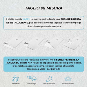 Piatto doccia in resina 70x160 Karen bianco pietra completo di kit scarico