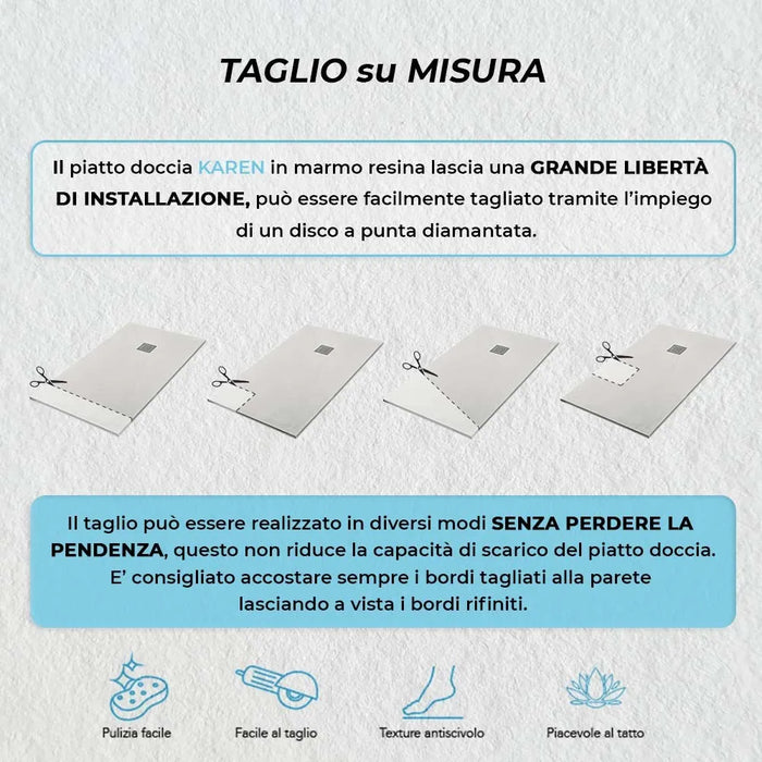 Piatto doccia in resina 80x120 rettangolare Karen grigio pietra
