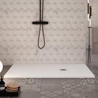 Piatto doccia bianco in marmoresina con griglia inox e piletta gratis - star plus, misura 70x100