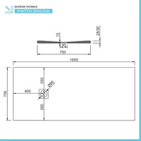 Piatto doccia marmo resina 70x160 antracite pietra riducibile su misura  Loren