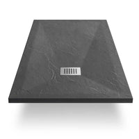 Piatto doccia 80x80cm effetto pietra nero antracite in marmoresina e gel coat | Messapia