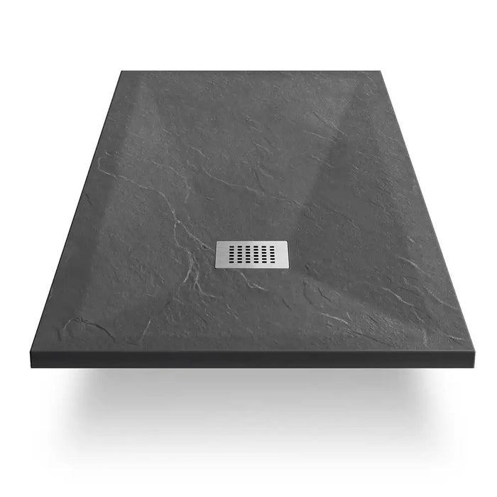 Piatto doccia 80x80cm effetto pietra nero antracite in marmoresina e gel coat | Messapia