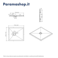 Piatto doccia rettangolare 70x80 cm in marmoresina bianco effetto pietra h3 cm | Milos