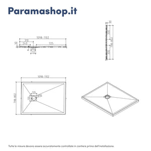 Piatto doccia rettangolare 80x110 cm in marmoresina bianco effetto pietra h3 cm | Milos
