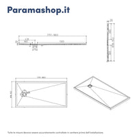Piatto doccia rettangolare 90x180 cm in marmoresina bianco effetto pietra h3 cm | Milos