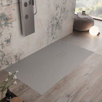 Piatto doccia in marmoresina grigio chiaro effetto pietra cemento maka, misura 100x180