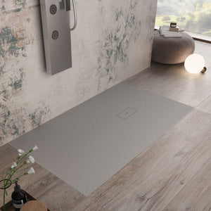 Piatto doccia in marmoresina grigio chiaro effetto pietra cemento maka, misura 100x180