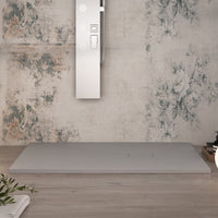 Piatto doccia in marmoresina grigio chiaro effetto pietra cemento maka, misura 80x130