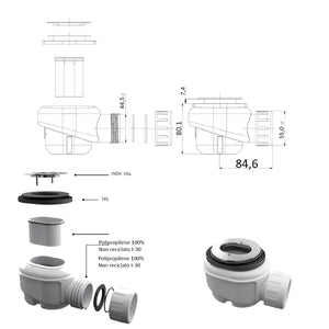 Piatto doccia in marmoresina grigio chiaro effetto pietra cemento maka, misura 80x140