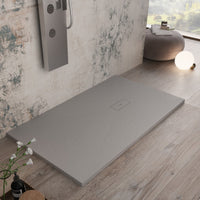 Piatto doccia in marmoresina grigio chiaro effetto pietra cemento maka, misura 70x200