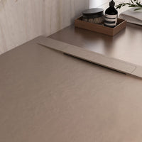 Piatto doccia in marmoresina tortora effetto pietra cemento vincent, misura 70x140