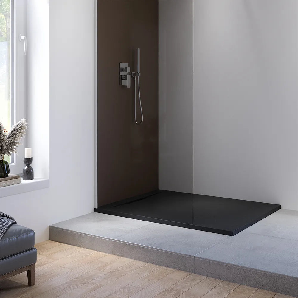 Piatto doccia 70x120 cm in marmoresina nero effetto pietra | Paros