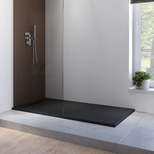 Piatto doccia 90x160 cm in maroresina nero effetto pietra | Paros