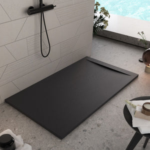 Piatto doccia in marmoresina nero effetto pietra cemento vincent, misura 70x150