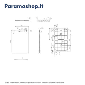 Piatto doccia 70x120 cm in marmoresina nero effetto pietra | Paros